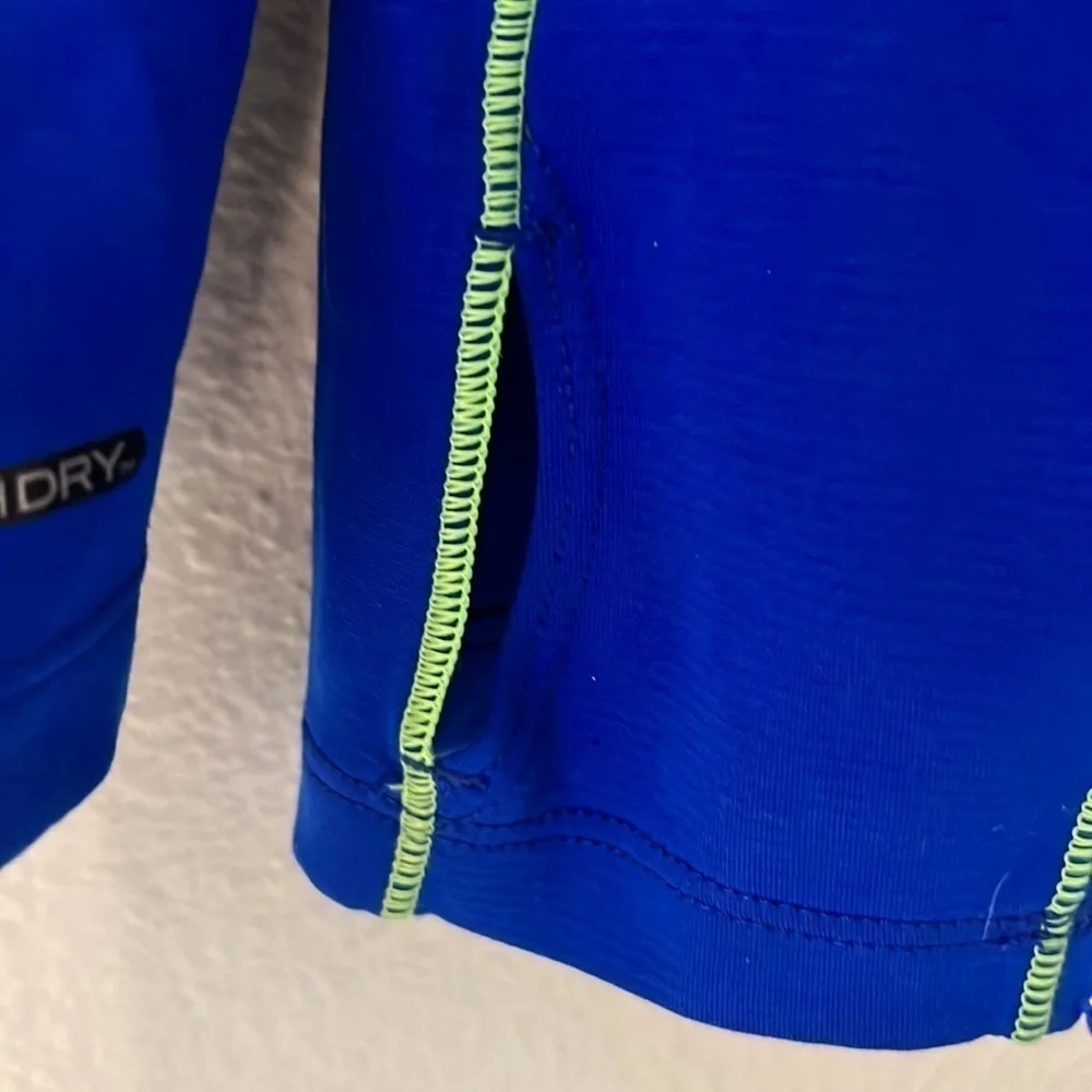 THE North Face 1/2 zip, size large, cobalt blue and chartreuse trim, good shape